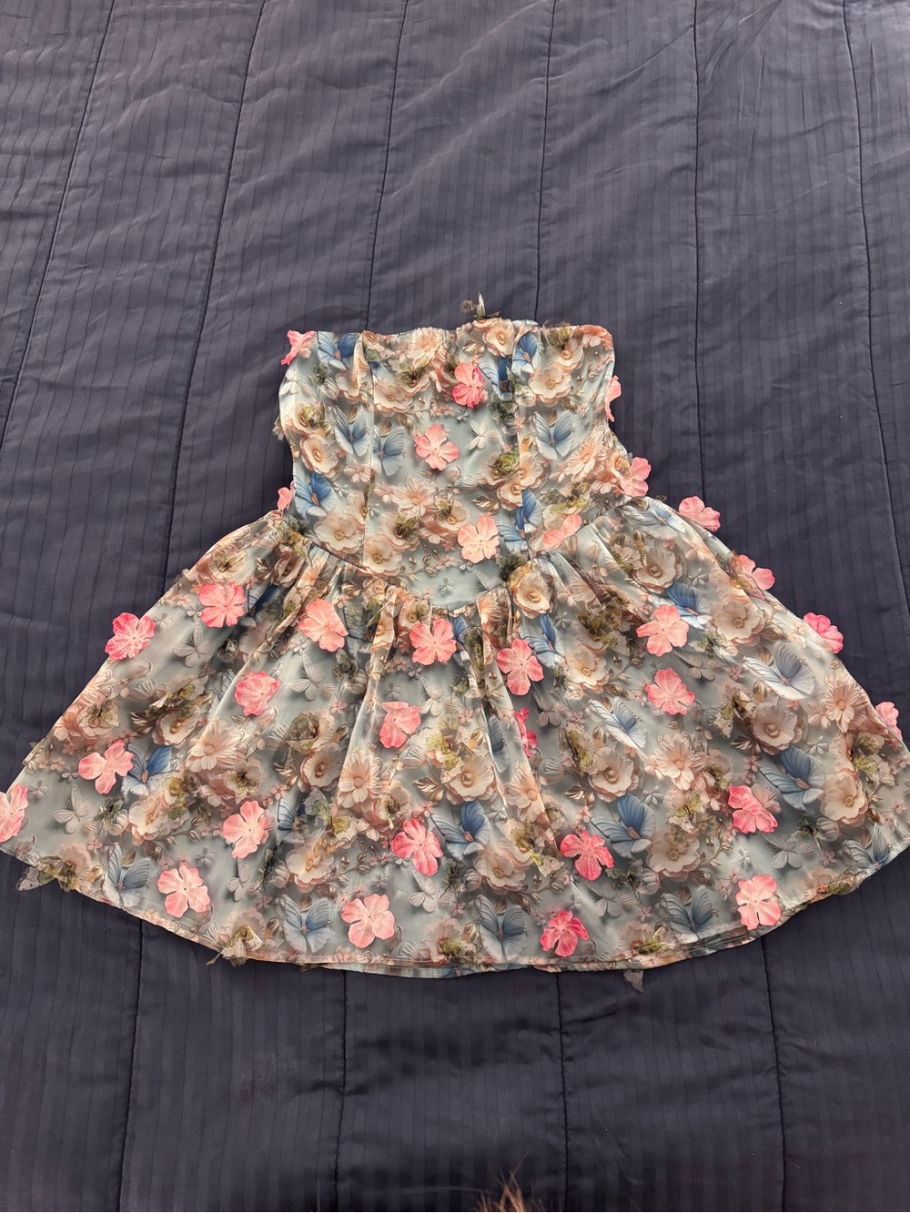 Betsy Johnson 3D Butterfly Floral Mini Dress Size Small - Picture 4 of 13